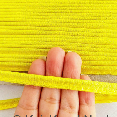 2mm Flanged Insertion Piping on 9mm Band, Yellow Art Silk Fabric Trim, Cord piping Trim